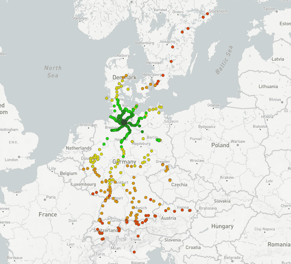 Carte de Bahn Guru au départ de Hambourg